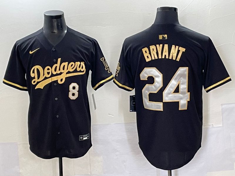 Men 2025 Los Angeles Dodgers 24 Bryant Black gold Nike MLB Jersey style 7071